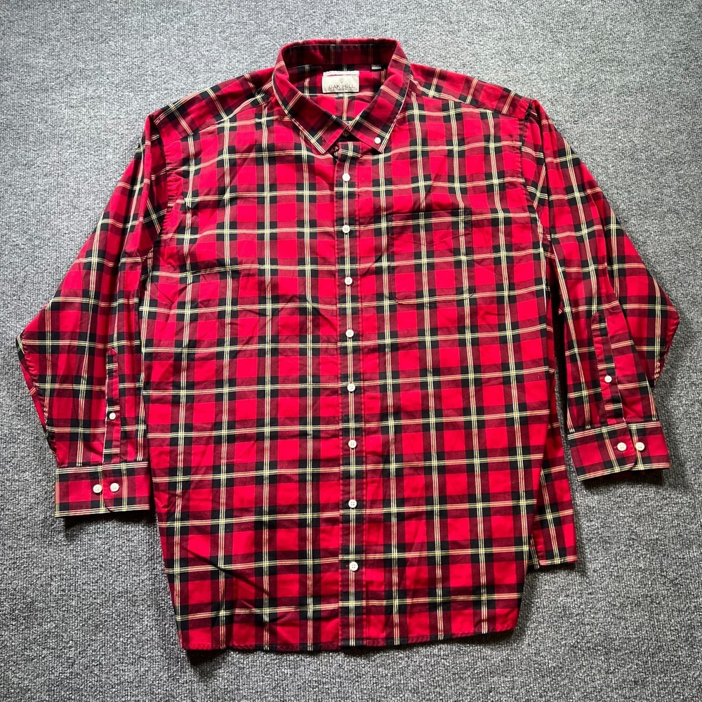 Oak Hill Shirt Men 4XL Red Black Plaid Button Front Wrinkle Free Cool Dry Casual